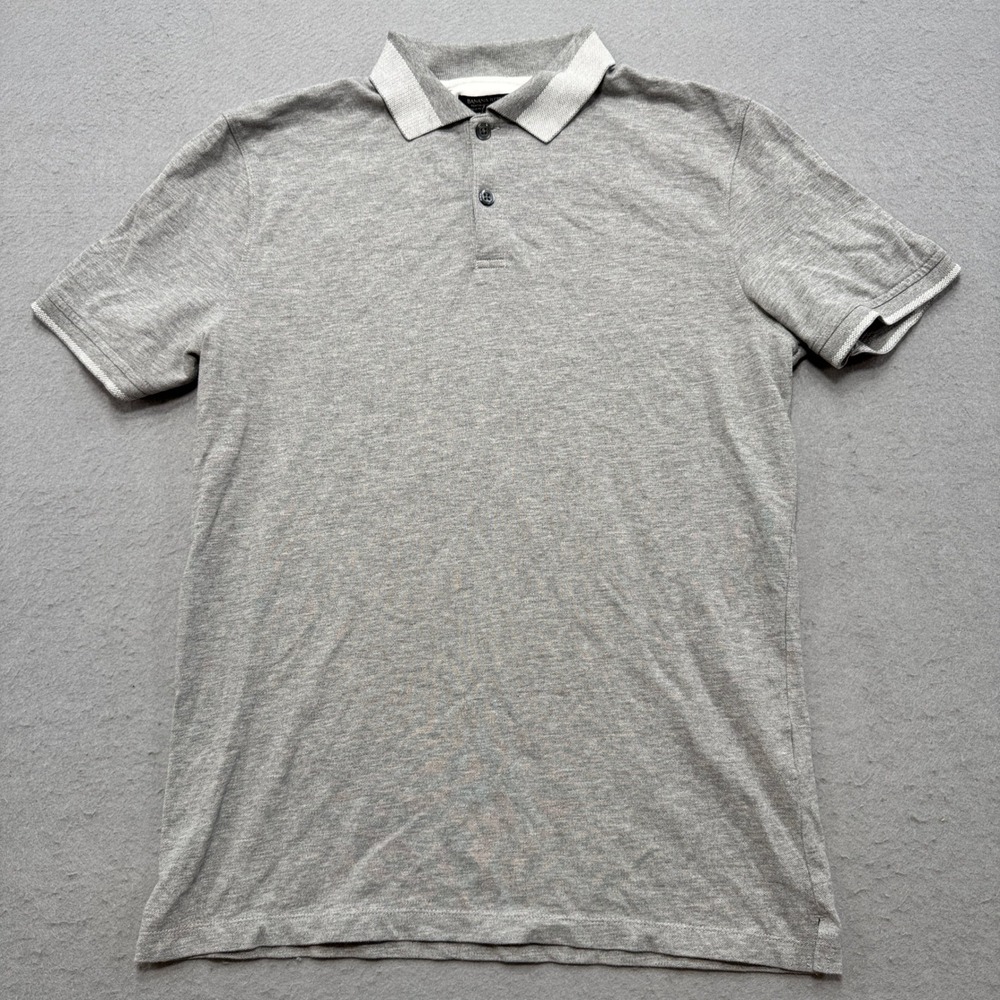 Banana Republic Polo Shirt Men's Small Gray Short Sleeve Athletic Golf Tennis